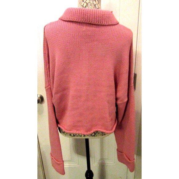 Show Me Your Mumu Sweater NWT Crawford Collared Pink Crop Oversized Size XXL - Picture 4 of 9
